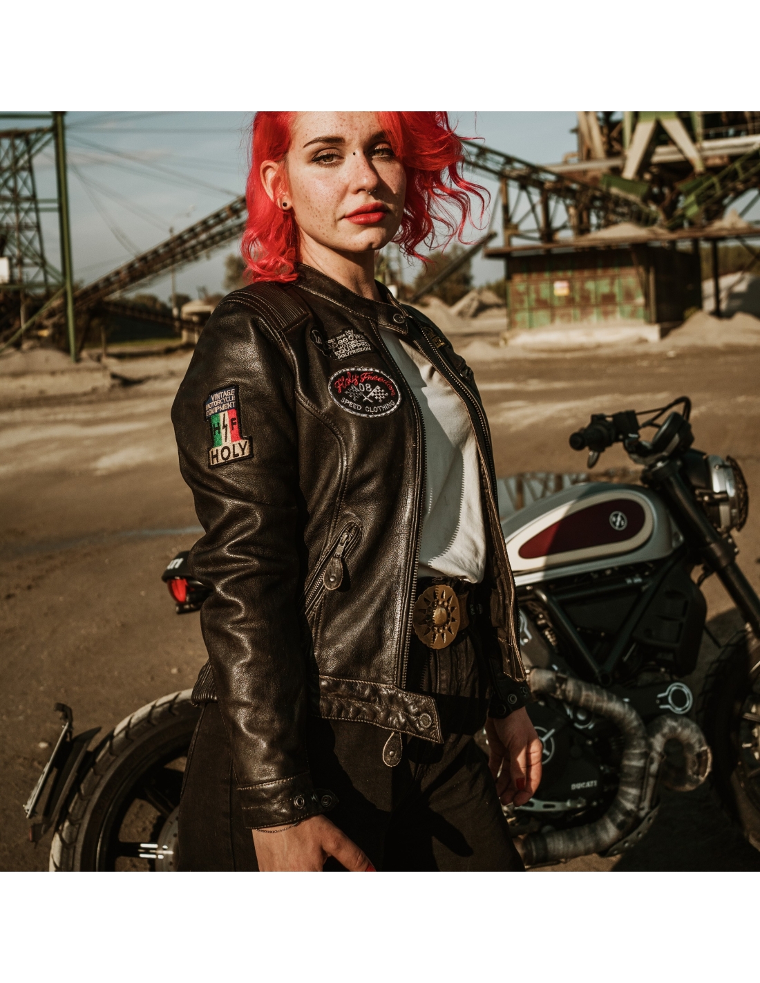 Giacca moto donna Holyfreedom Woman Leather bianca
