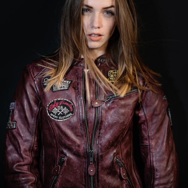 Chaqueta moto mujer Holyfreedom Woman Leather marron